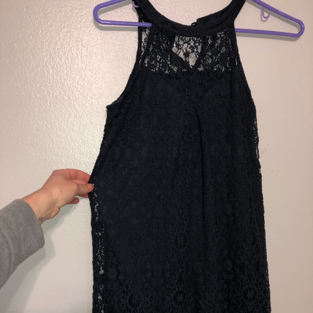 Navy lace High neck dress